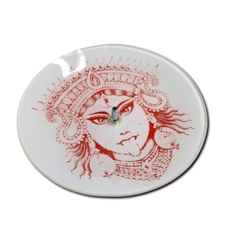 Porta Incenso Redondo - Shiva - Vermelho e Branco  - Vidro - 11032