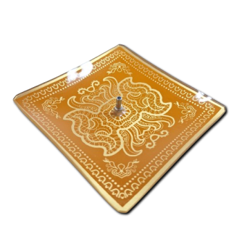 Porta Incenso Quadrado - Mandala - Marrom - Vidro - 11008