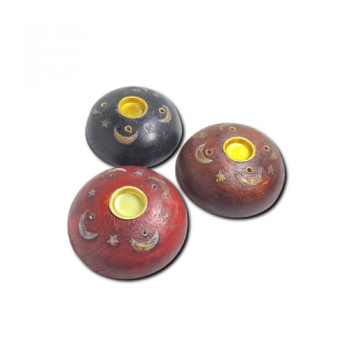 Incensario Redondo Madeira Cores - DXB - 03263