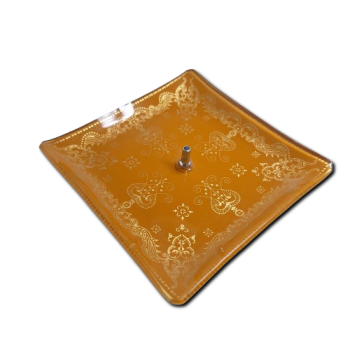 Porta Incenso Quadrado -Mozaico Coração - Marrom - Vidro - 11004