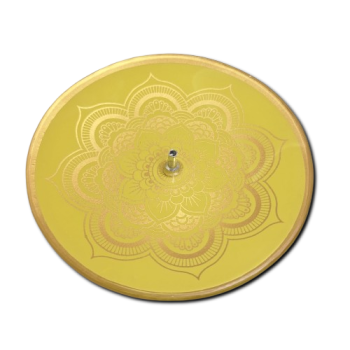 Porta Incenso Redondo - Mandala - Dourado e Amarelo Escuro  - Vidro - 11028
