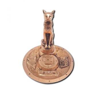 Porta Incenso Prato bronze - Deusa Bastet - 35200