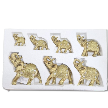 Decoração Elefante QMH Jg.C/ 7 Dourado- 00807