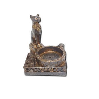 Porta Incenso/Vela Quadrado Preto - Deusa Bastet - 39003