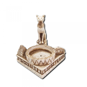 Porta Incenso e Vela Branco - Deusa Bastet - 2032
