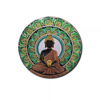 Porta Incenso Cerâmica - Mandala Verde Buda Thailand Meditando - MDECP - 192005
