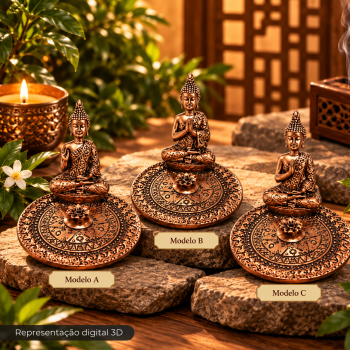 Porta Incenso Resina Prato Bronze P - Buda Thailand - 1213