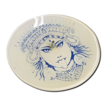 Porta Incenso Redondo - Shiva - Azul e Branco  - Vidro - 11033