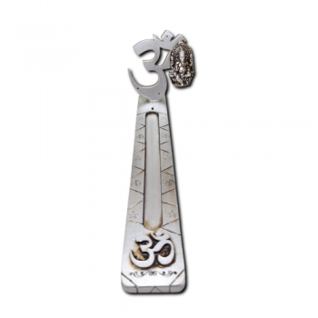 Porta Incenso Régua OM Prata com Ganesha - 36003
