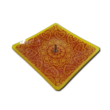 Porta Incenso Quadrado - Mozaico de Coração - Vermelho e Amarelo - Vidro - 11001