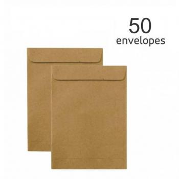 Envelope Ofício Kraft Natural 240x340mm 80g 50 Unidades