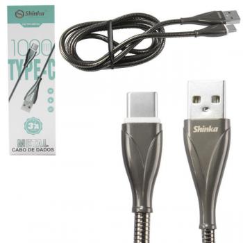 Cabo USB para USB-C 3.0a 1 Metro Preto CB-TPC-Metal Shinka