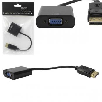Conversor DisplayPort Macho para VGA Fêmea 25 Centímetros Preto DP-VGA