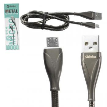 Cabo V8 3.0a USB Metal 1 Metro Preto CB-V8-Metal Shinka