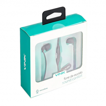 Fone De Ouvido Sound Comfort Preto Com Microfone Cabo 1.2m Plug 3.5mm P3 - SC100P Vinik