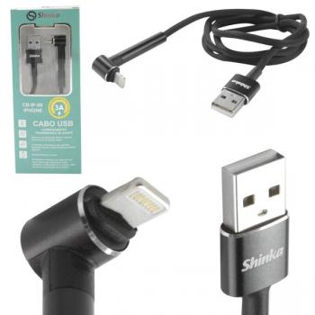 Cabo para Iphone Lightning USB com Suporte Ponta 90 Graus 1 Metro CB-IP-88 Shinka