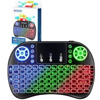 Mini Teclado Wireless Led com Touchpad BK-BTI8LED Exbom