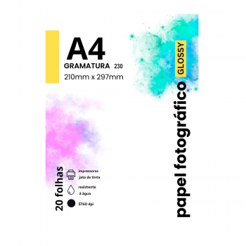 Papel Fotográfico A4 Brilho 230g 20 Folhas