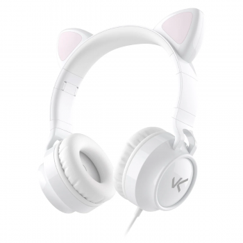 Fone Headset Kitty Ear - Orelha de Gato Branco - com Microfone KE110B Vinik