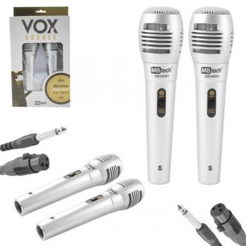 Microfone Profissional Vox Double com Fio 2 Unidades GB54081 MBtech