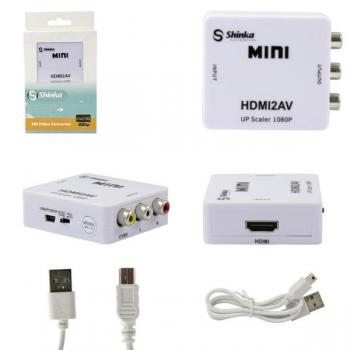 Conversor HDMI Femea para RCA Femea Video Composto HDMI2AV Shinka