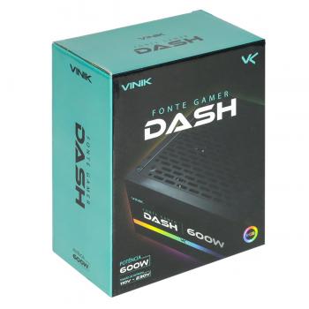 Fonte Gamer Dash ATX 600w Preto LED RGB VFG600WPR Vinik