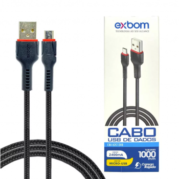 Cabo USB para USB-Micro USB V8 1 Metro 2.4a CBX-U2C13V8 Exbom