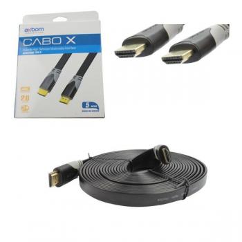 Cabo HDMI 2.0 5 Metros Macho para Macho sem Malha Achatado 1080P CBX-H2B50SM Exbom