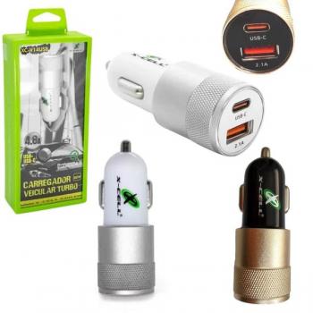Carregador Veicular com Entrada USB e USB-C 4.8a 30w XC-V14USB X-Cell