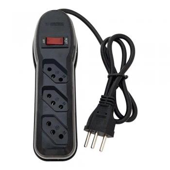 Filtro de Linha 3 Tomadas PP 3x0,75 1m 49 Preto