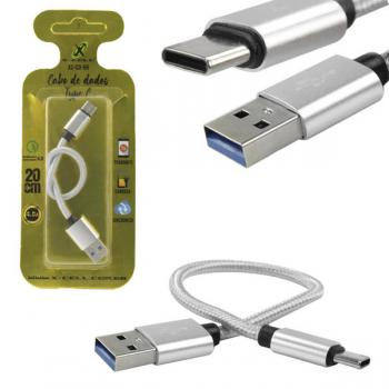Cabo de Dados USB-C 20 Centímetros 4.0A Cinza XC-CD-69 X-Cell