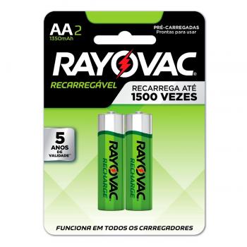Pilha Recarregável Eco AA com 2 1350mah 55802 Rayovac