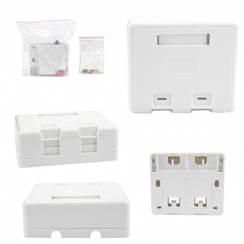 Caixa De Sobrepor Para Keystone Com 2 Saídas RJ45 E RJ11 Modulador Fêmea