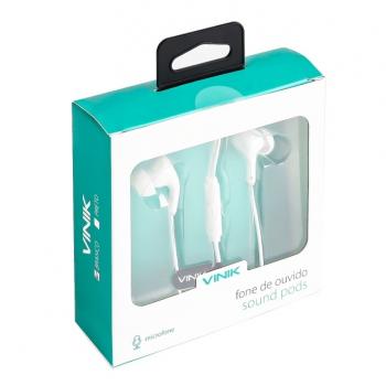 Fone De Ouvido Sound Pods Branco Com Microfone Cabo 1.2m Plug 3.5mm Estereo P3 - SP220B Vinik