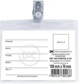 Crachá De Identificação 100x70mm com Clip Removível Dac