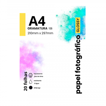 Papel Fotográfico A4 Brilho 135g 20 Folhas
