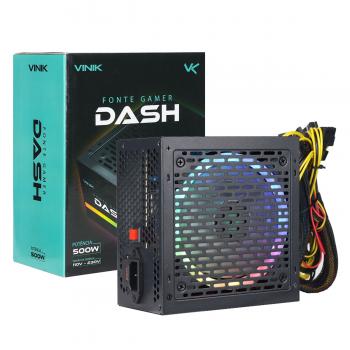 Fonte Gamer Dash 500W Preto com Fan Led RGB VFG500WPR Vinik
