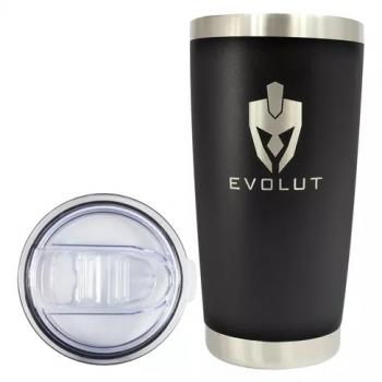 Copo Térmico De Aço Inoxidável (Tipo Americano) Preto Com Tampa Transparente 453ml Evolut