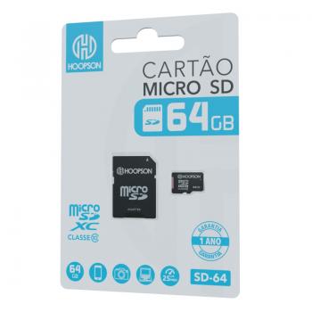 Cartão Micro SD 64GB com Adaptador SD-64 Hoopson