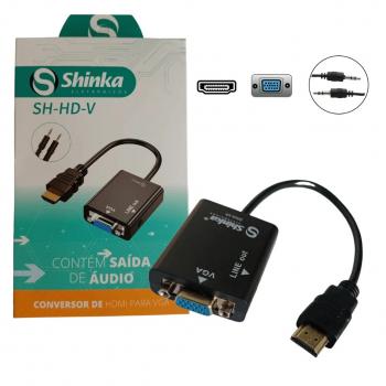 Cabo Conversor HDMI Para VGA Fêmea 1 Saída De Áudio 24 Centímetros Shinka HD-V