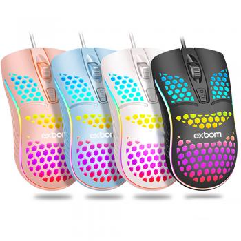 Mouse Gamer Óptico USB Colmeia com Led RGB 1600dpi MS-C32 Exbom