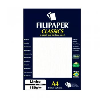 Papel Vergê A4 Linho Branco 180g 50 Folhas Classics Filipaper