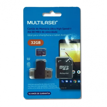Cartão micro SD UHS1 32GB + Adaptador USB Dual MC151