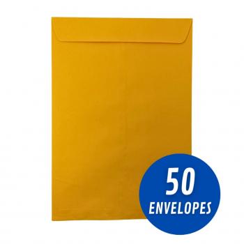 Envelope A4 Kraft Ouro 229x324mm 80g 50 Unidades