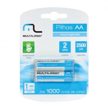 Pilha Recarregável AA com 2 2500mah CB053 Multilaser