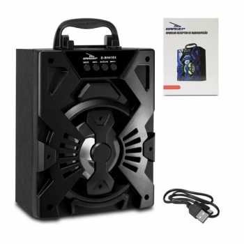 Caixa De Som Bluetooth 10W USB Com SD Card P2 FM Bivolt Preto Anatel D-BH3101 Grasep