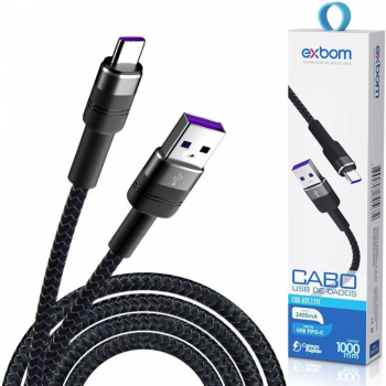 Cabo USB para USB-C 1 Metro 2.4a CBX-U2C15TC Exbom