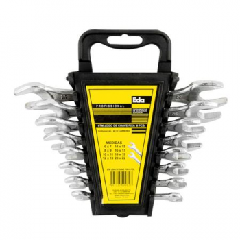 JOGO CHAVE FIXA JOGO COM 08 PEÇAS 6-22MM BANDEJA PLASTICO EDA - F7