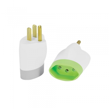 ADAPTADOR DE TOMADA REVERSO PINO CHATO 2P+T CINZA V25 - J3