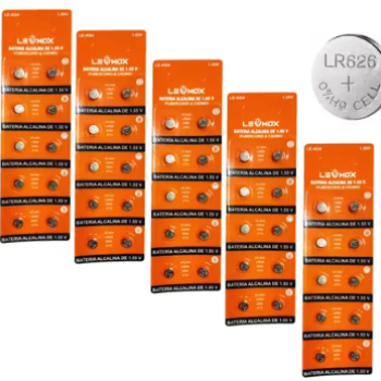 CARTELA BATERIA ALCALINA 1.55V LEHMOX LE-AG4 (LR626 - 626A - 377A)